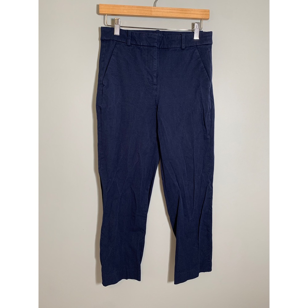 J. Crew Kallie Pant Women 4 Navy Blue Stretch Cotton Workwear Trousers BO899